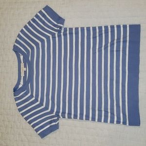 LOFT blue and white stripe knit top
